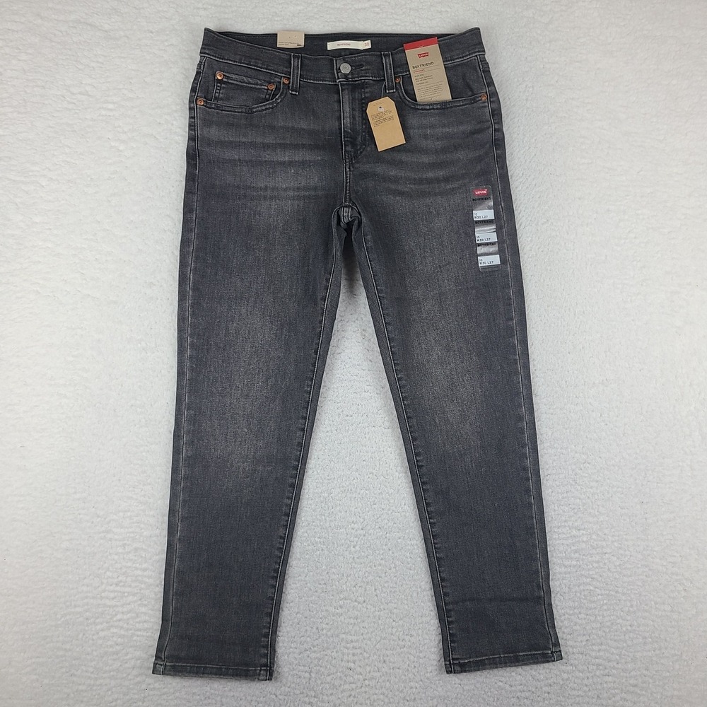 Levi's Jeans Women 30x27 Gray Boyfriend Mid Rise Waterless Medium Wash Denim NEW